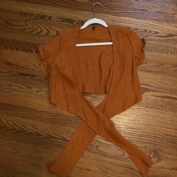 Tops - Orange wrap or tie front top
